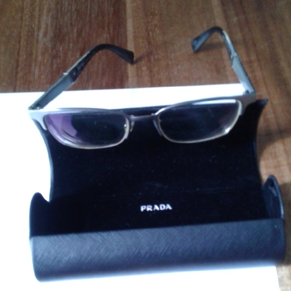 Prada Gray Eye Glass Frames And Prada Case